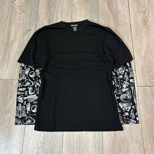 Men’s Y2K Affliction Style Long Sleeve Black Skull Shirt Size Medium
